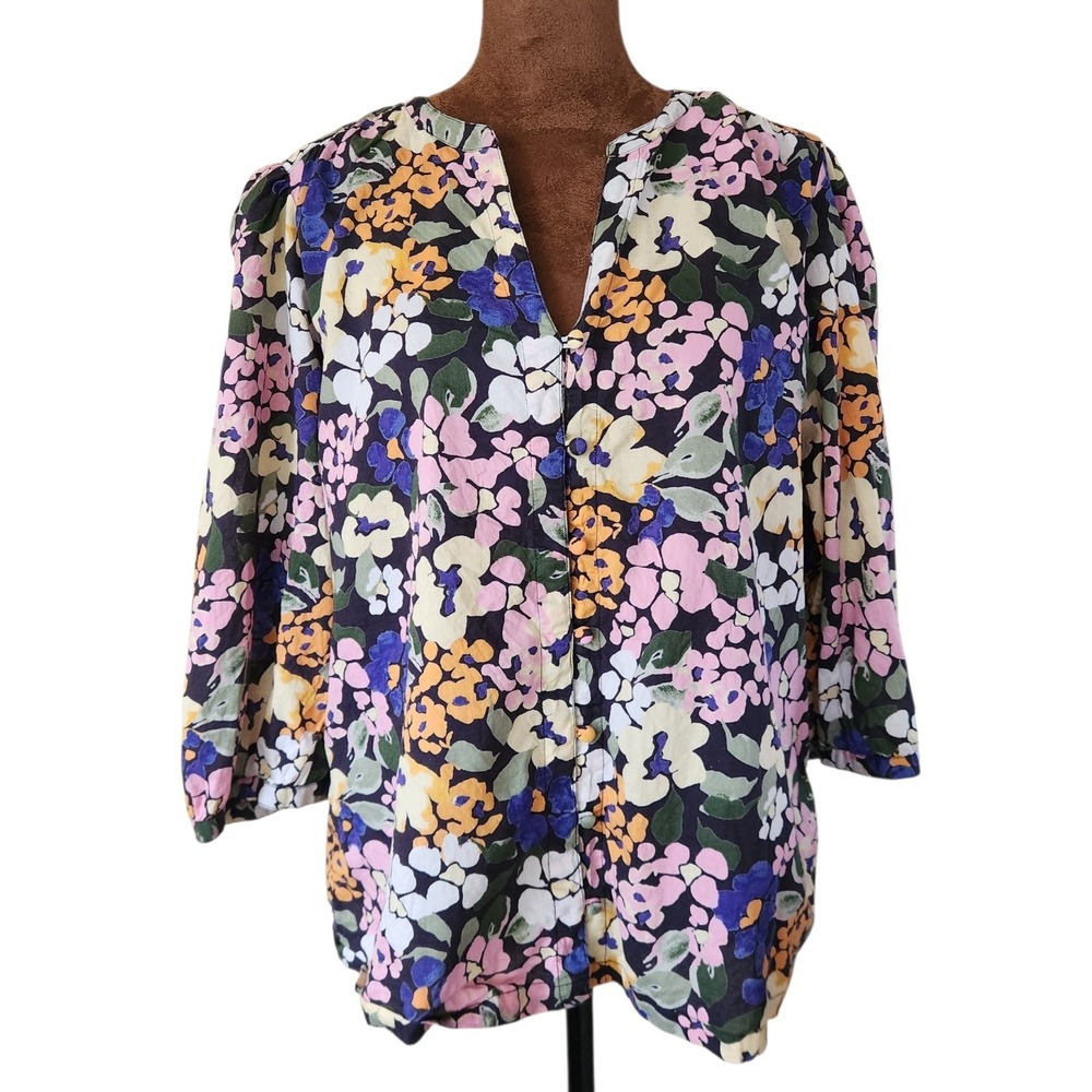 Fatface Floral Blouse Size 10 Cotton Colorful Relaxed Spring Rop Lightweight